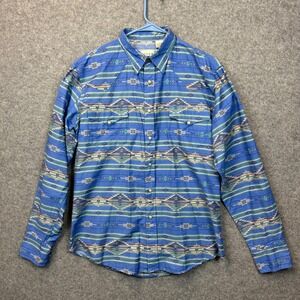 Roper Mens Blue Southwestern Geometric Pearl Snap Western Shirt 03-001-0067-4014